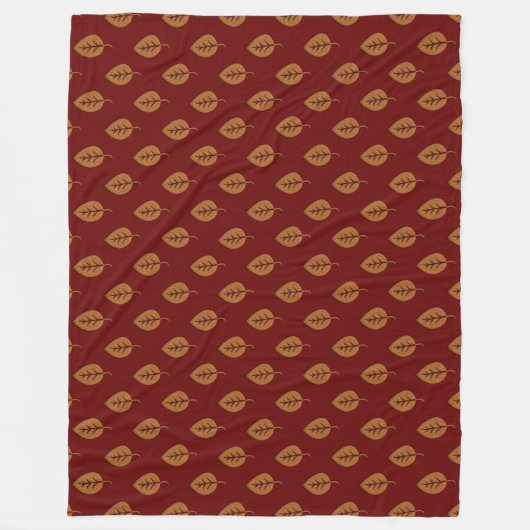 Chic Gold Burgundy Red Leaf Boho Throw Blanket Fleece Deken (Voorkant)