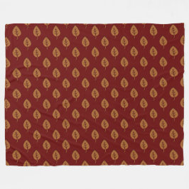 Chic Gold Burgundy Red Leaf Boho Throw Blanket Fleece Deken