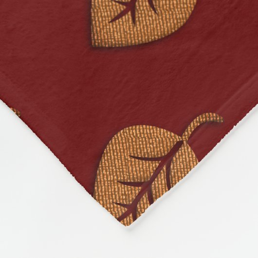 Chic Gold Burgundy Red Leaf Boho Throw Blanket Fleece Deken (Hoek)