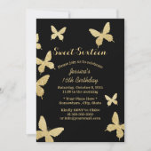 Chic Gold Butterflies Sweet 16 Kaart (Voorkant)