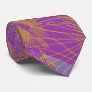 Chic Gold Butterfly Aqua Violet Achtergrond Stropdas