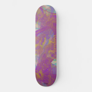 Chic Gold Butterfly Aqua Violet Patroon Persoonlijk Skateboard