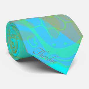 Chic Gold Butterfly Aquamarine Achtergrond Stropdas