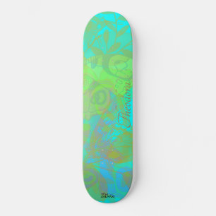 Chic Gold Butterfly Aquamarine Patroon Persoonlijk Skateboard