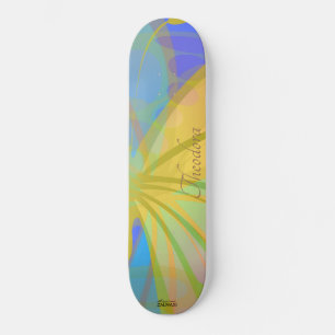 Chic Gold Butterfly Bleu Peach Patroon Persoonlijk Skateboard