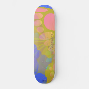 Chic Gold Butterfly Bleu Peach Persoonlijk Skateboard