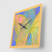 Chic Gold Butterfly Bleu Peach Vierkante Klok (Hoek)