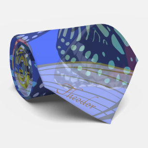 Chic Gold Butterfly Bleu Yellow Pattern Stropdas