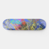 Chic Gold Butterfly Bleu Yellow Persoonlijk Skateboard (Horizontaal)