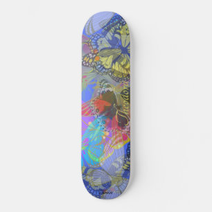 Chic Gold Butterfly Bleu Yellow Persoonlijk Skateboard