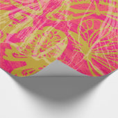 Chic Gold Butterfly Fuchsia Cadeaupapier (Hoek)