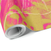 Chic Gold Butterfly Fuchsia Cadeaupapier (Rol Hoek)