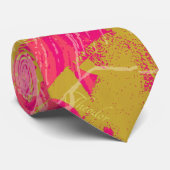 Chic Gold Butterfly Fuchsia Patroon Stropdas (Opgerold)