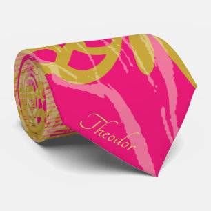Chic Gold Butterfly Fuchsia Stropdas