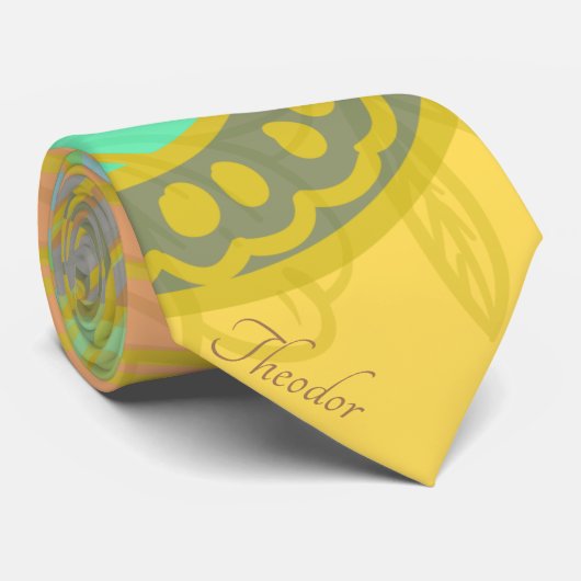 Chic Gold Butterfly Geel Oranje Achtergrond Stropdas (Opgerold)