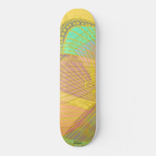 Chic Gold Butterfly Geel Oranje Patroon Persoonlijk Skateboard (Voorkant)