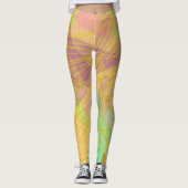 Chic Gold Butterfly Geel Sinaasappel Leggings (Voorkant)