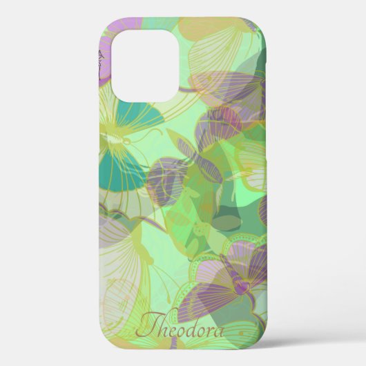 Chic Gold Butterfly Pistachio Violet Case-Mate iPhone Case (Achterkant)