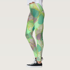 Chic Gold Butterfly Pistachio Violet Leggings