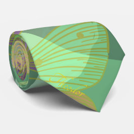 Chic Gold Butterfly Pistachio Violet Patroon Stropdas