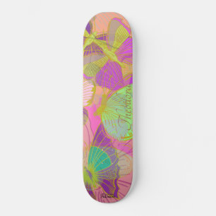 Chic Gold Butterfly Turquoise Violet Pattern Persoonlijk Skateboard