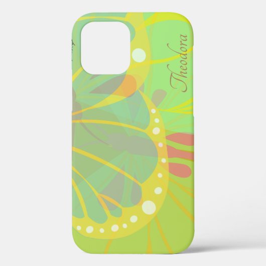 Chic Gold Butterfly Yellow Blue Pattern Case-Mate iPhone Case (Achterkant)