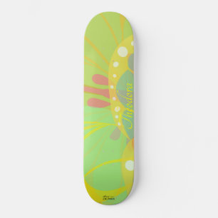 Chic Gold Butterfly Yellow Blue Pattern Persoonlijk Skateboard