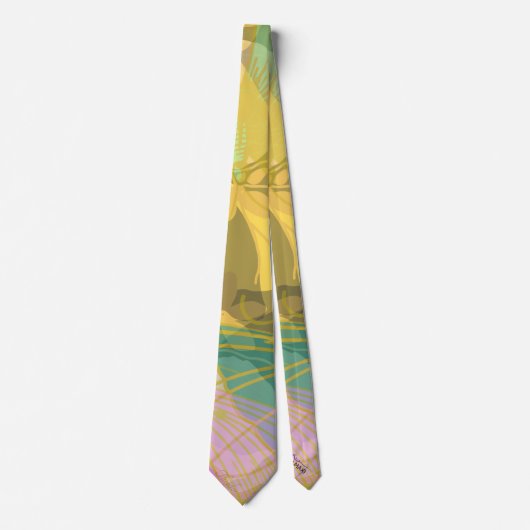 Chic Gold Butterfly Yellow Turquoise Pattern Stropdas (Voorkant)