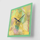 Chic Gold Butterfly Yellow Turquoise Vierkante Klok (Hoek)