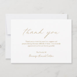Chic Gold Calligrafie Eenvoudige elegante begrafen Bedankkaart