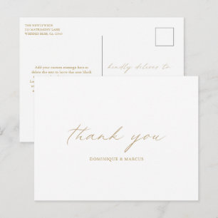 Chic Gold Calligraphy Elegant Wedding Bedankt Briefkaart