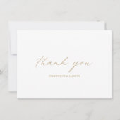Chic Gold Calligraphy Simple Elegant Wedding Bedankkaart (Voorkant)