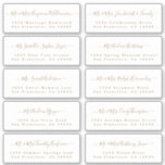 Chic Gold Calligraphy Wedding Guest Adresetiketten Sticker<br><div class="desc">Eenvoudig te personaliseren, namen en adressen / stickers met een individueel trouwadres voor gasten. Deze chique, moderne en eenvoudige adresetiketten van de trouwgast kenmerken uw namen van de trouwgast in gouden elegante handgeschreven manuscriptkalligrafie op een witte achtergrond. Voeg gewoon uw individuele trouwgastennamen en adres toe. Exclusief voor u ontworpen door...</div>