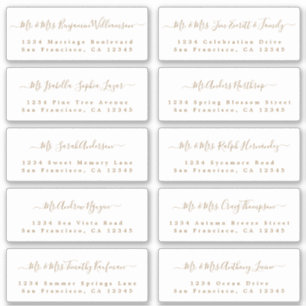 Chic Gold Calligraphy Wedding Guest Adresetiketten Sticker
