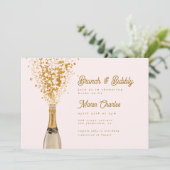 Chic Gold Champagne Brunch & Bubble Vrijgezellenfe Kaart (Staand voorkant)