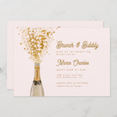 Chic Gold Champagne Brunch & Bubble Vrijgezellenfe Kaart (Voorkant / Achterkant)