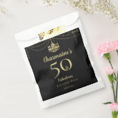 Chic Gold Chandelier 50 & Fabulous Black Birthday Bedankzakje (Gezegeld)