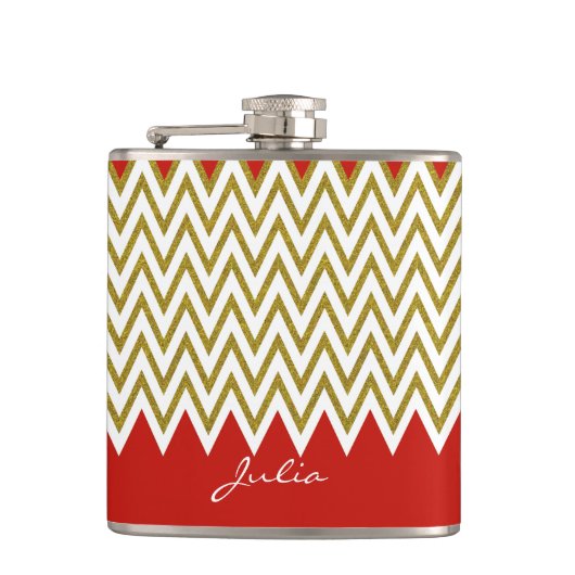 Chic Gold Chevron - Aangepaste kolf Heupfles (Voorkant)