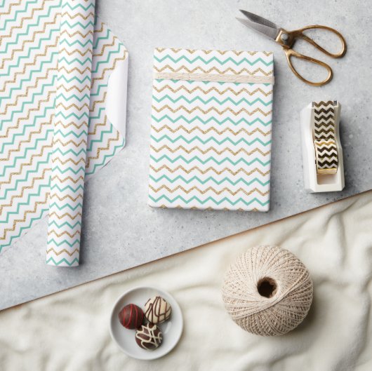 Chic Gold Chevron inpakpapier (Crafts)