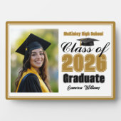 Chic Gold Class of 2026 Graduation Photo Fotoplaat (voorkant)