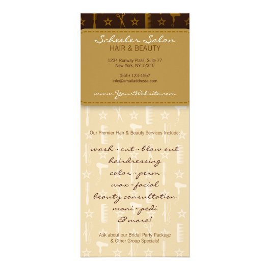 Chic Gold & Coco Aangepaste Salon Coupons Specials Reclamekaart (Achterkant)