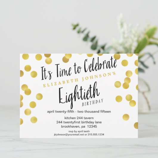 Chic Gold Confetti 80e verjaardag Kaart (Staand voorkant)