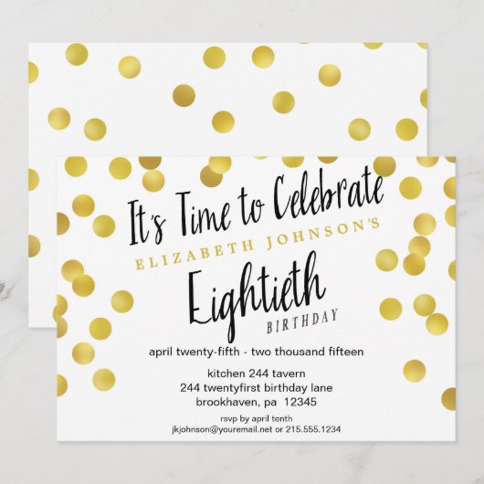 Chic Gold Confetti 80e verjaardag Kaart (Voorkant / Achterkant)