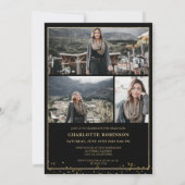Chic Gold confetti border script foto afstuderen Kaart (Achterkant)