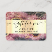 Chic Gold Confetti, Bourgogne Marmer Gold Kortingskaartje (Voorkant)