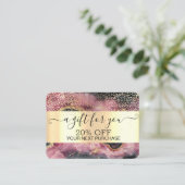 Chic Gold Confetti, Bourgogne Marmer Gold Kortingskaartje (Staand voorkant)