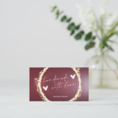 Chic Gold Confetti Circle Handgemaakte Bourgogne Visitekaartje (Staand voorkant)