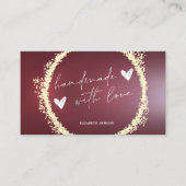 Chic Gold Confetti Circle Handgemaakte Bourgogne Visitekaartje (Voorkant)