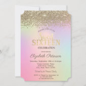 Chic Gold Confetti Diamonds Holographic Sweet 16 Kaart (Voorkant)