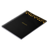 Chic Gold Confetti en kalligrafie op zwart Notitieboek (Linkerzijde)